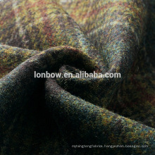 Dark green plaid 100% wool tweed dress fabric made in China